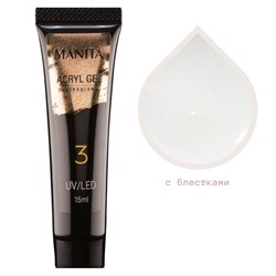 Manita Professional Акриловый гель для моделирования ногтей №03, белый с блестками, 15 мл 21786-43536 - фото 14788005